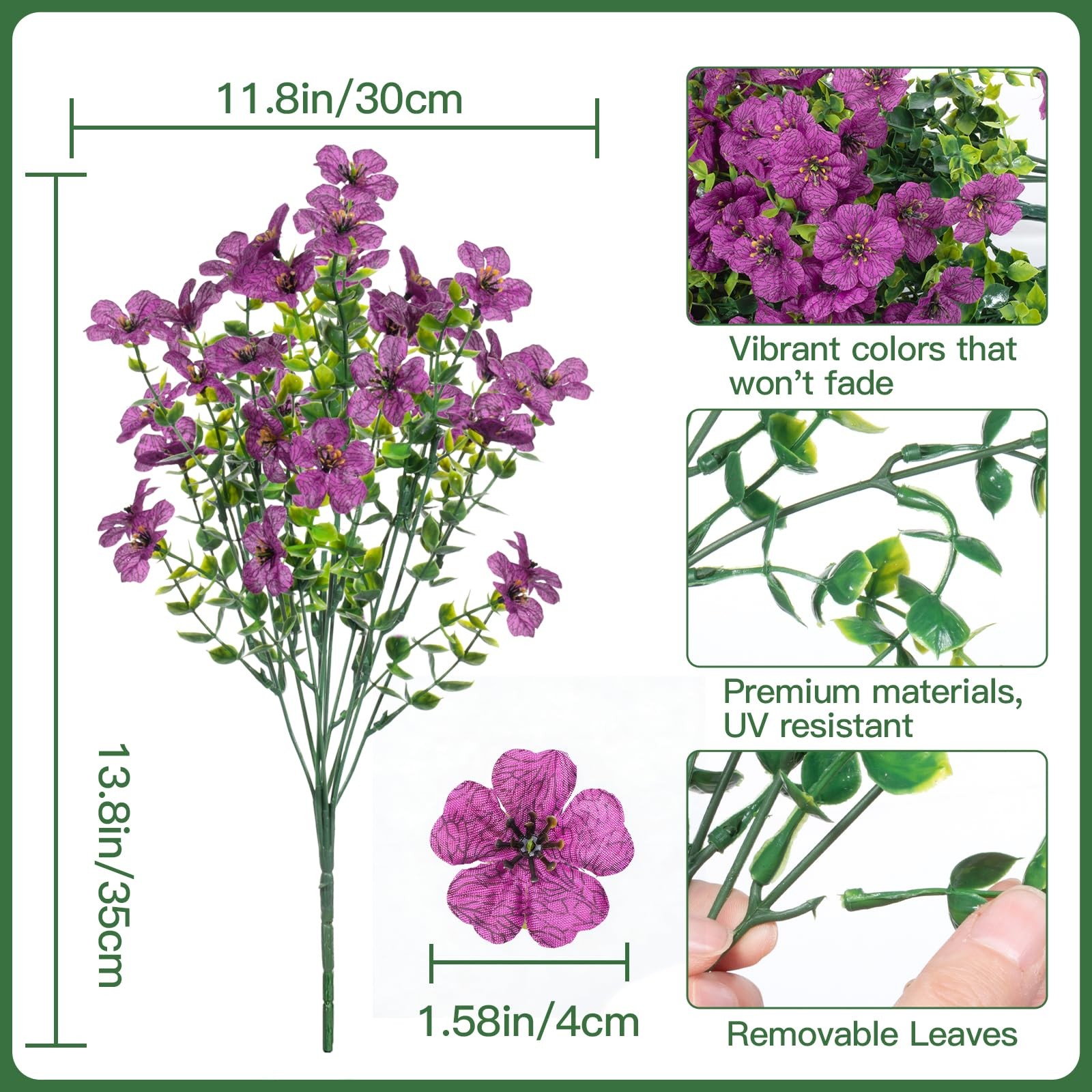 24 Bundles Artificial Flowers for Outdoors Decoration, UV Resistant Faux Silk…