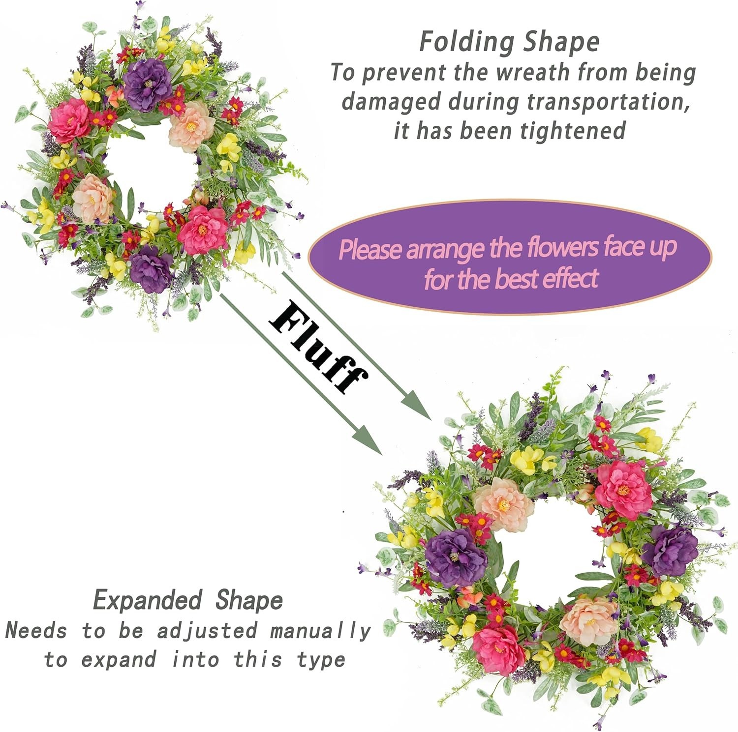 Romantic Artificial Peony & Lavender Wreath for Spring Festivals & Homes