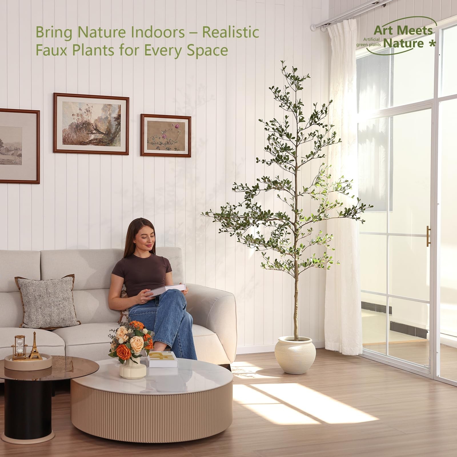 Verinatural 6ft Shady Lady Faux Tree, Artificial Black Olive Tree XYHGL210cm-1