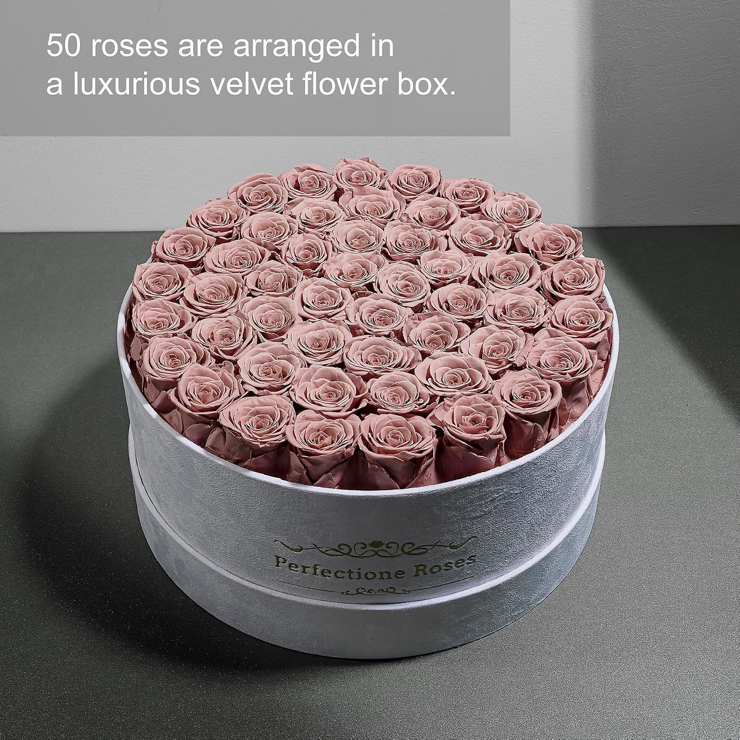 50 Piece Roses in a Velvet Box, Flowers for Delivery, Presereved Flowers Birthda