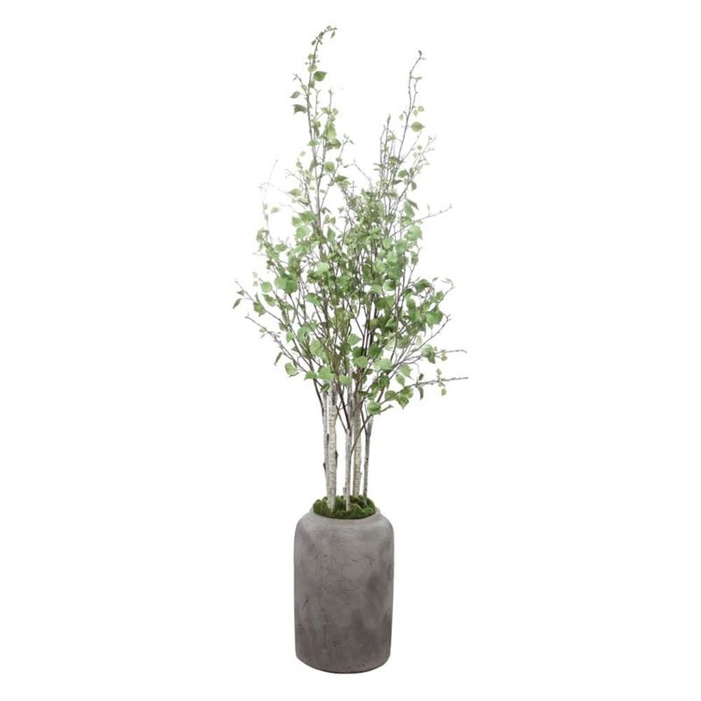 Uttermost Aldis Polyester Fabric and Iron Potted River Birch in Aged Stone