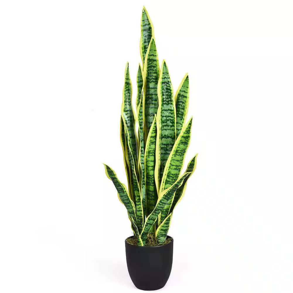 Artificial Snake Plant Sansevieria Faux Indoor Potted Office Home Decor