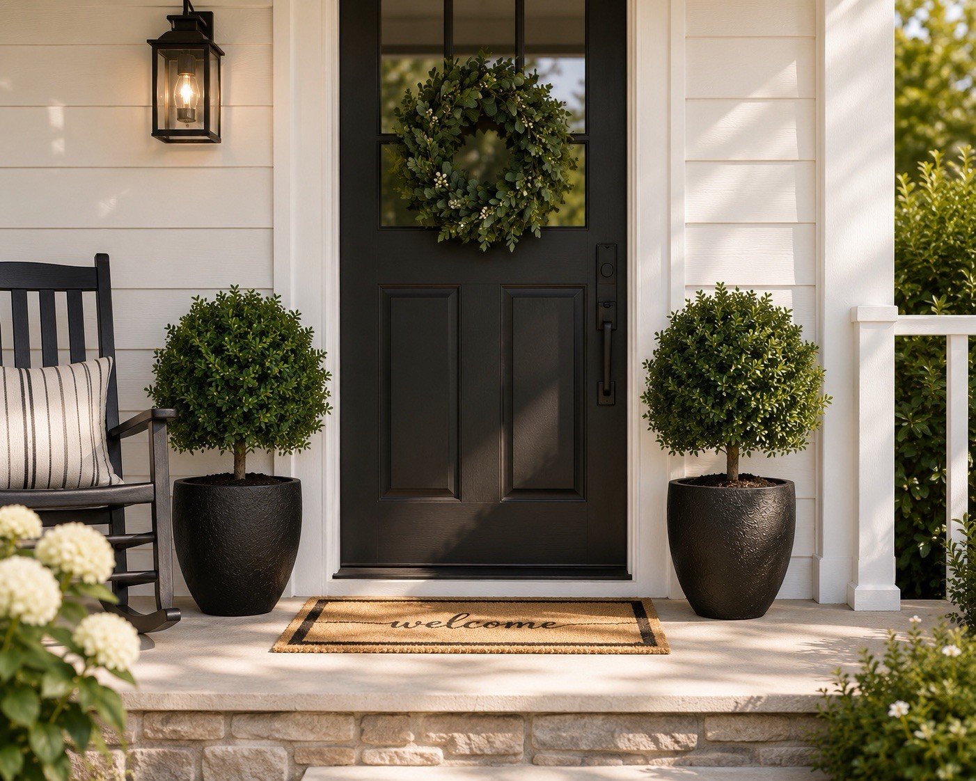 27” UV Artificial Boxwood Topiary with Integrated Ground Stake Indoor/Outdoor