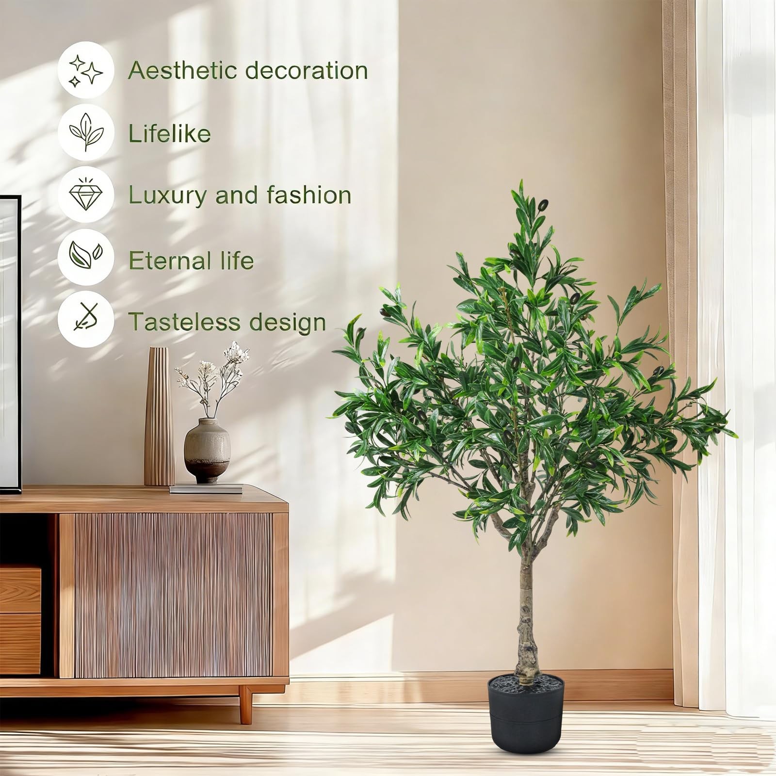 Olive Trees Artificial Indoor Outdoor Potted Artificial Plants,3.6FT Pathway …