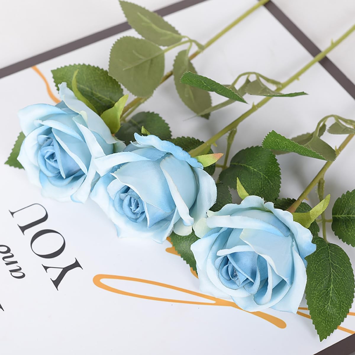 Tumhorn Blue Fake Roses Artificial Flowers 10 Pcs Real Touch Silk Faux Roses …