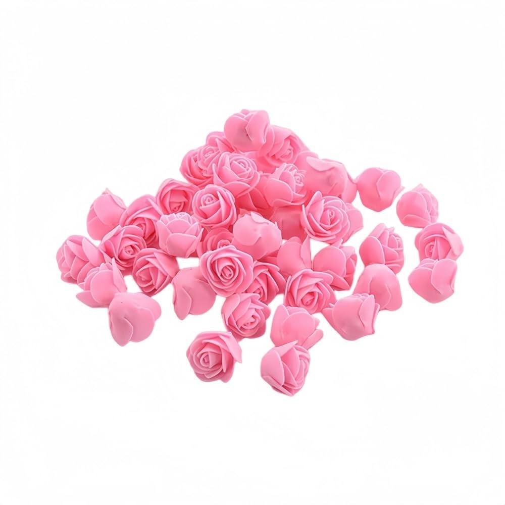 Pink Mini Artificial Fake Foam Rose Head Flowers 3.5cm 100 PCS