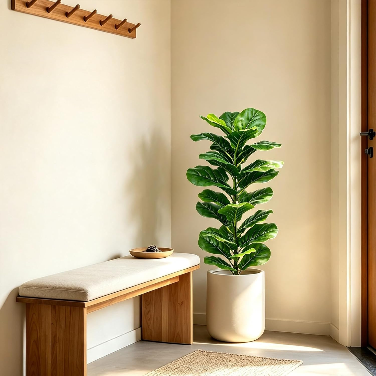 2 Pack Faux Fiddle Leaf Fig Trees, 40In Faux Trees Indoor Floor Plant, Fake Tree