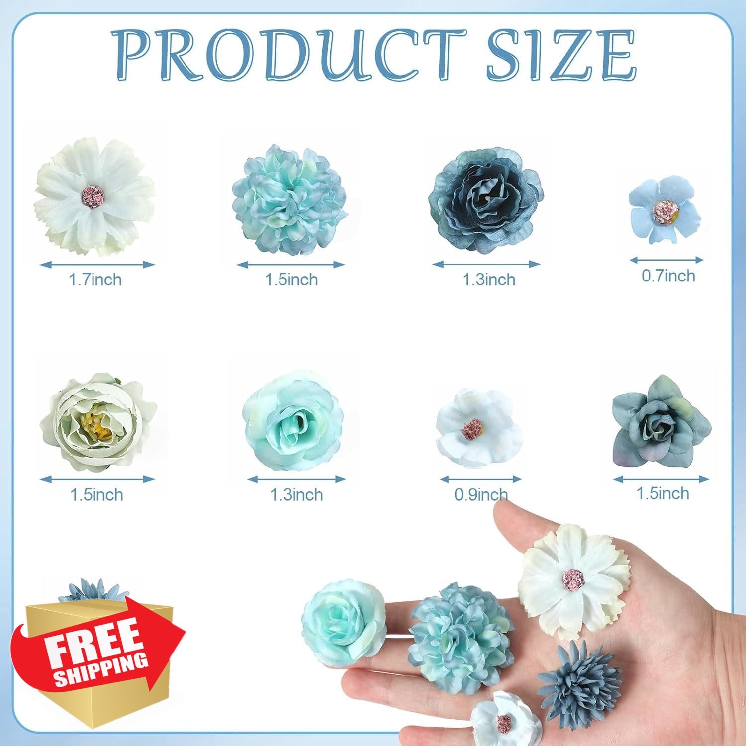 rongflower 125 Small Silk Faux Flower Heads Blue DIY Crafts