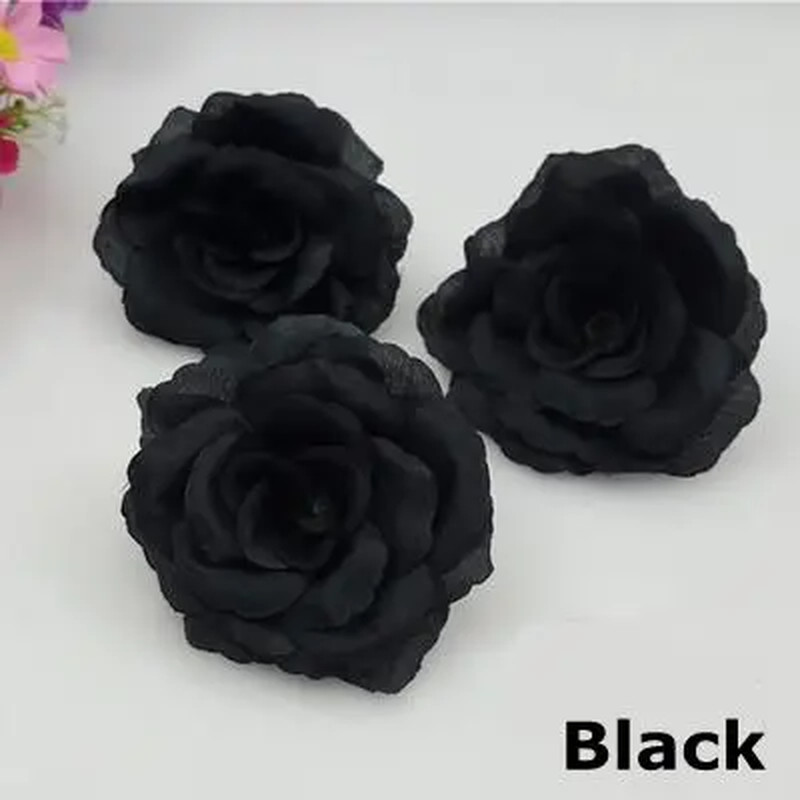 10pcs Dark Blue Silk Rose Flower Heads for DIY Weddings & Christmas Decor