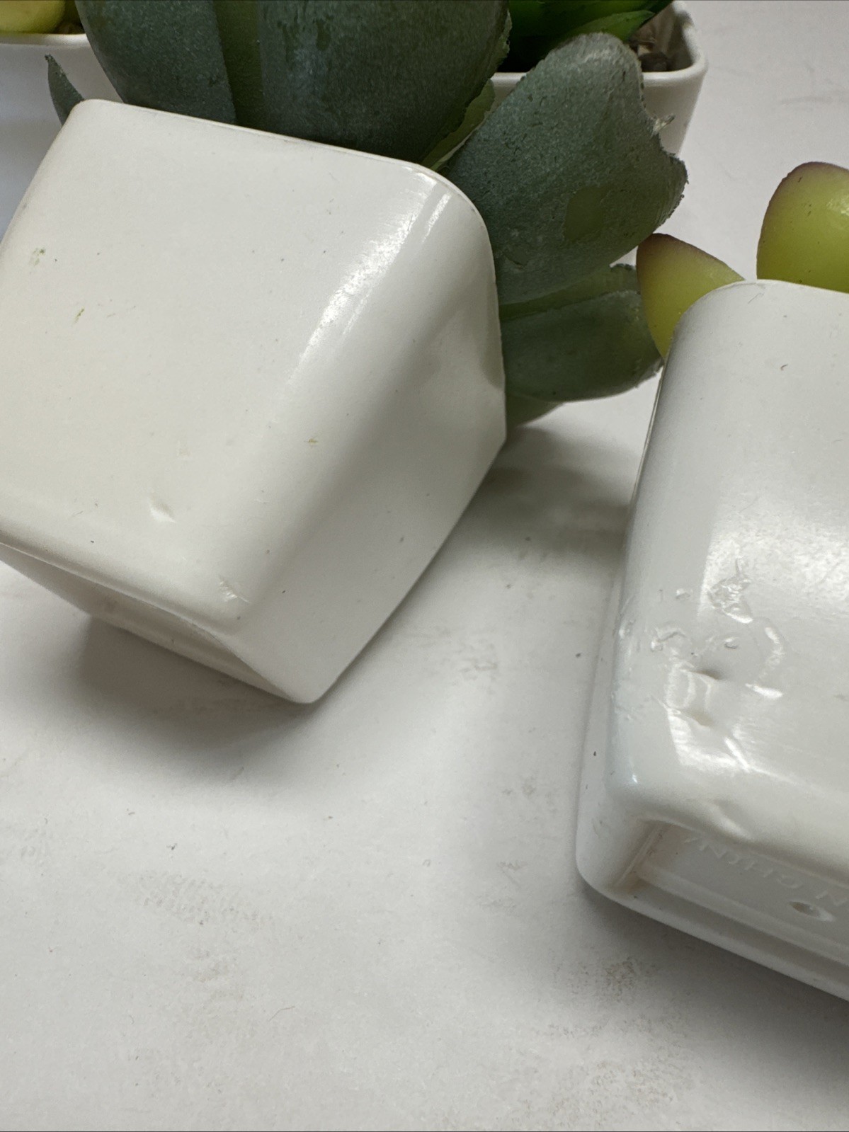 Gift Set of 5 Mini Artificial Succulent Plants in Square White Plastic Pots