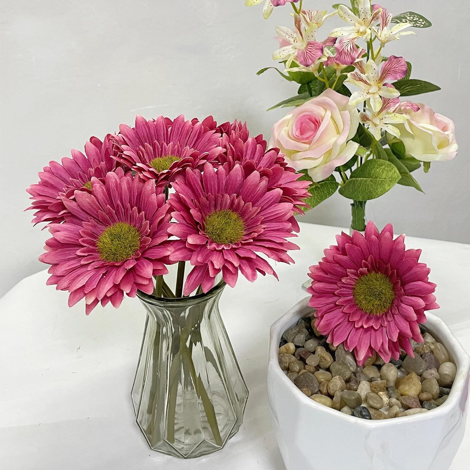 Charming 10PCS Artificial Gerbera Daisy Flowers in Hot Pink for All Occasions