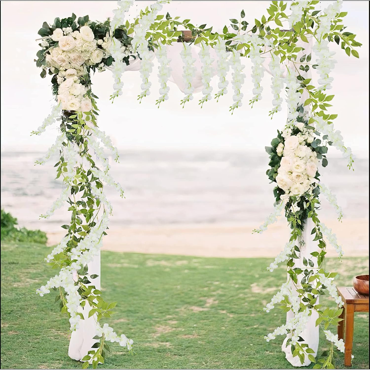 2 Pcs Wisteria Hanging Flowers Wisteria Flowers Vine Garland Wedding Arch Decora