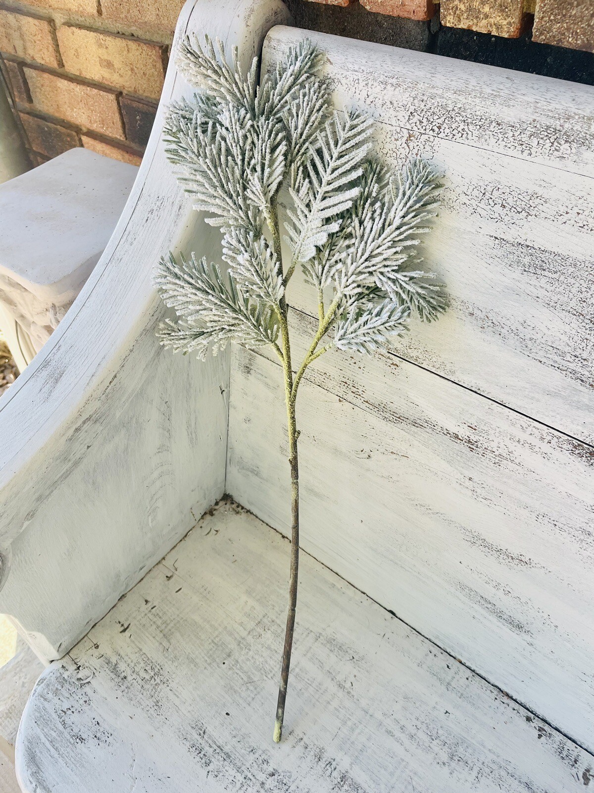 Flocked Pine Pick, 24” Christmas Or Winter