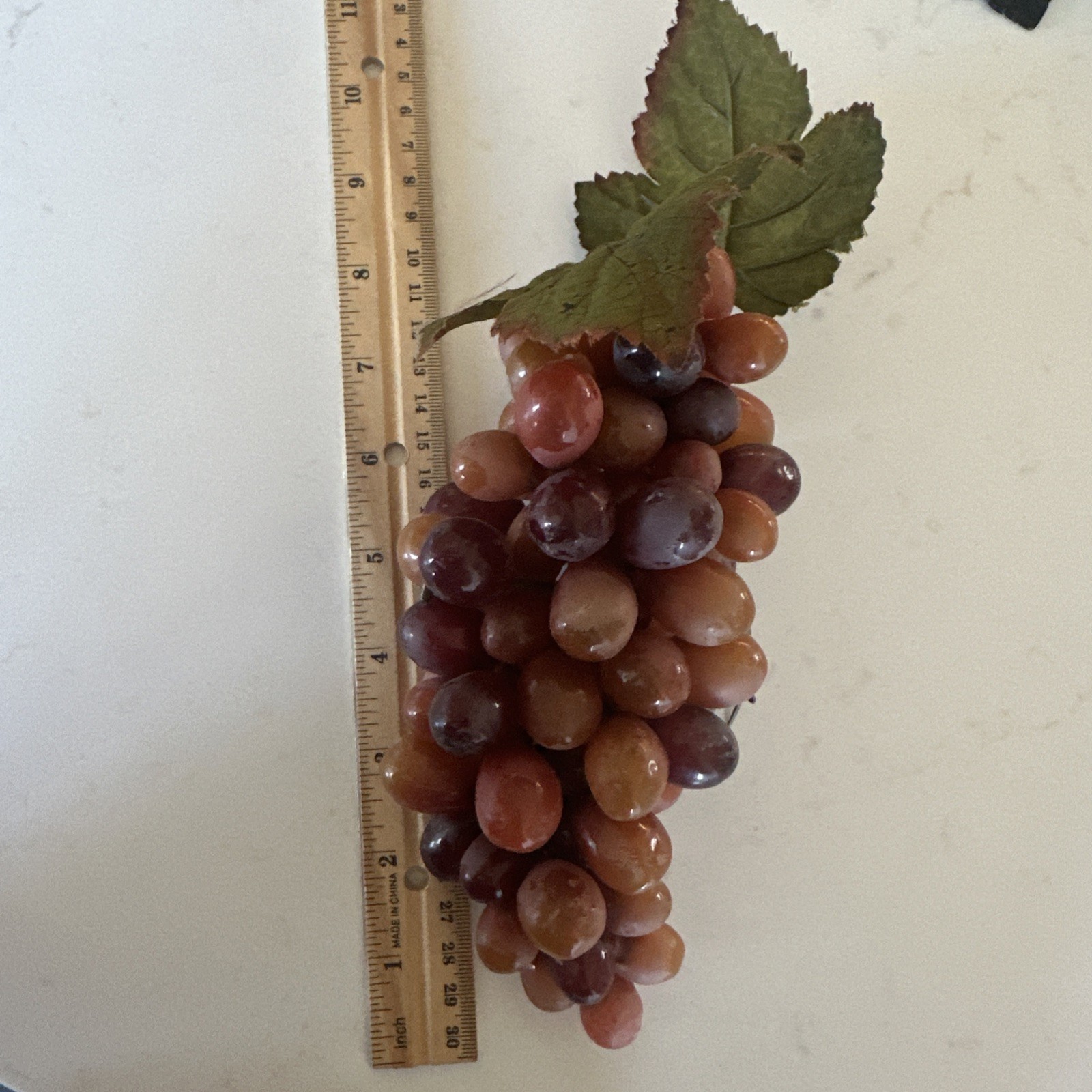 Gorgeous Artificial 7″ Rubber Grape Cluster w/leaves, Very Lifelike Looking