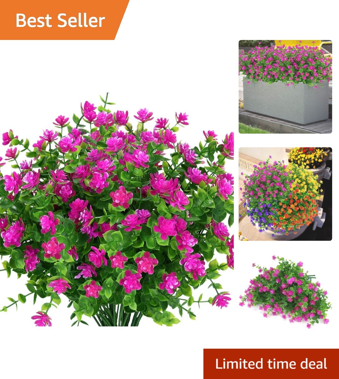 Artificial Flowers Fake Outdoor UV Resistant Boxwood Plants Shrubs 4 Pack, Fa…