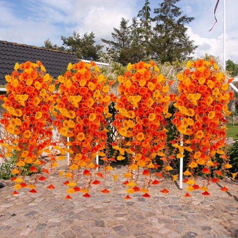 12Pcs Artificial Hanging Flowers Fake Vine Plant for Home Garden Wall Decor