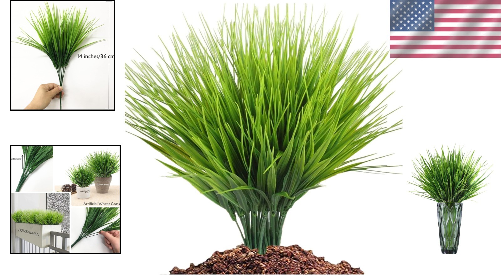 Generous 8 Pack of UV Resistant Faux Grass Plants for Effortless Elegance