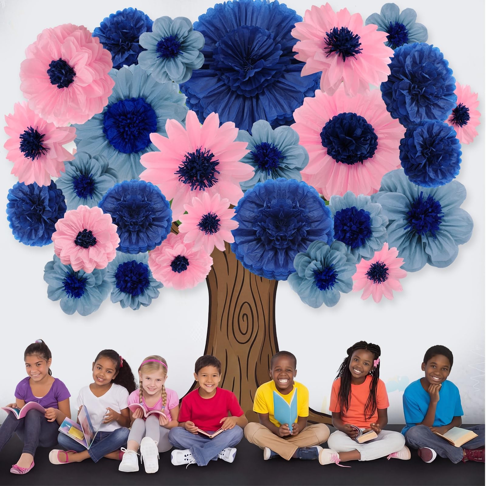 36 Pack Dusty Blue Tissue Paper Flowers Decoration 1024 Inch Pom Poms