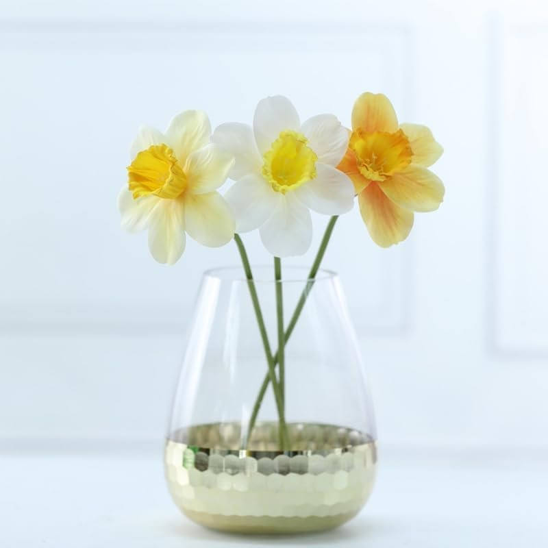 12 Stems Artificial Daffodil Flowers 16 Inch Faux Silk Daffodils Flowers Real