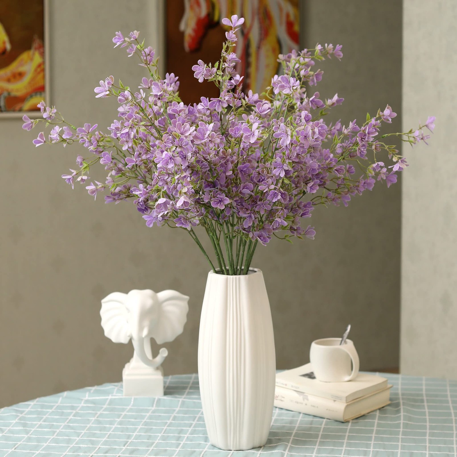 29” Forget-Me-Not Artificial Flowers Faux Bouquet Long Stems for Tall Vase, D…