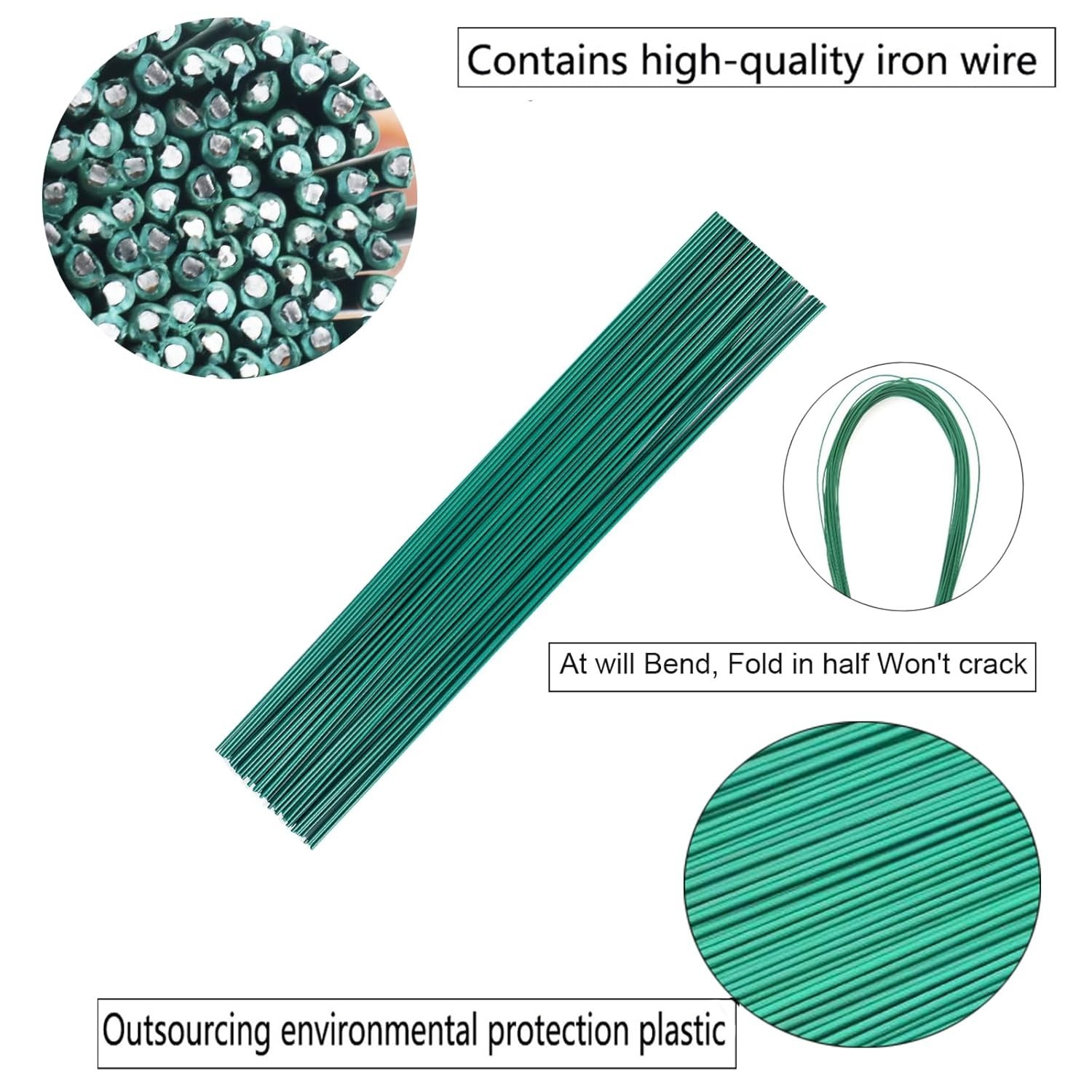 Durable 2 Gauge Dark Green Floral Wire for DIY Crafts & Flower Arrangements