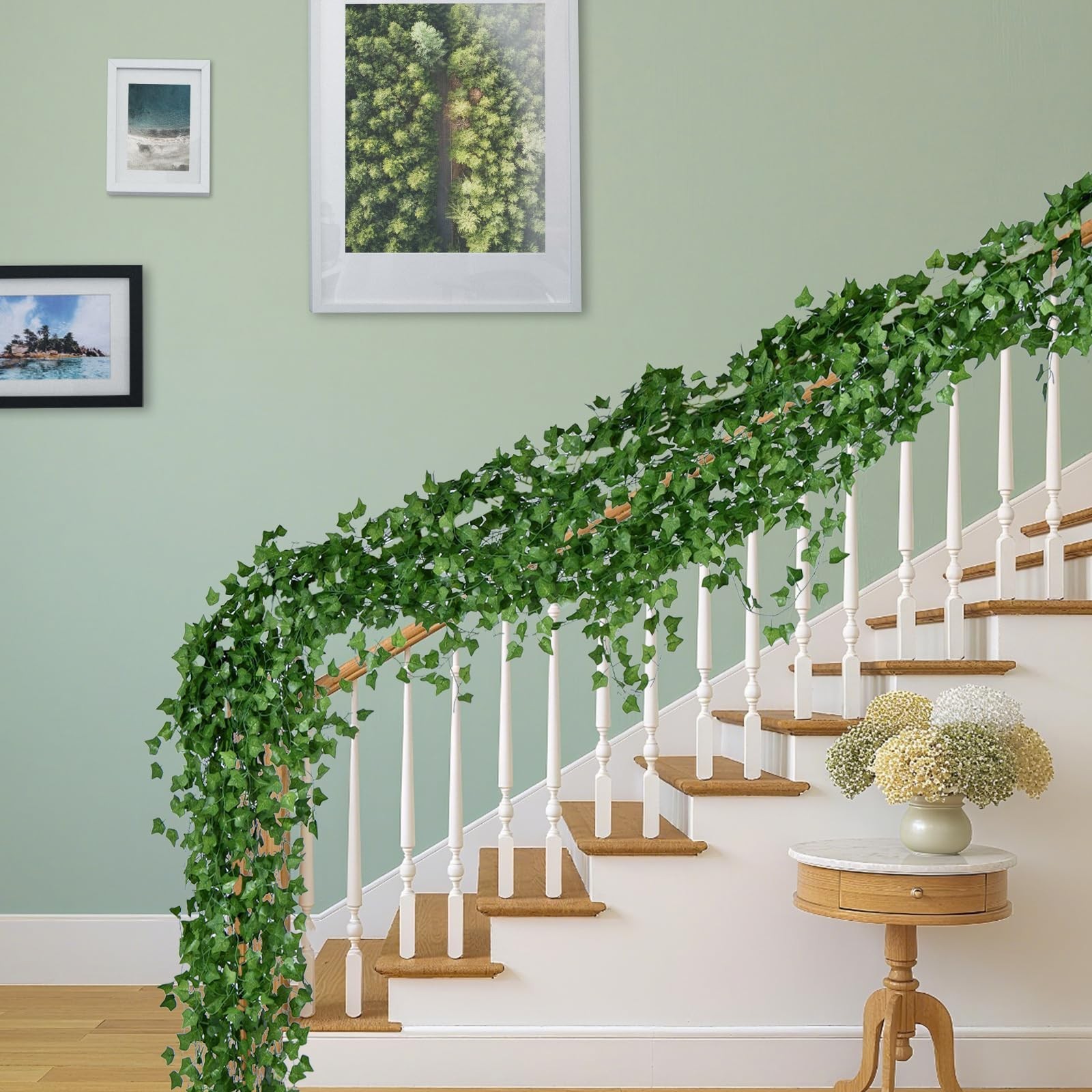 50 Pack 375ft Fake Ivy Vines – Artificial Greenery Garland for Indoor/Outdoor De