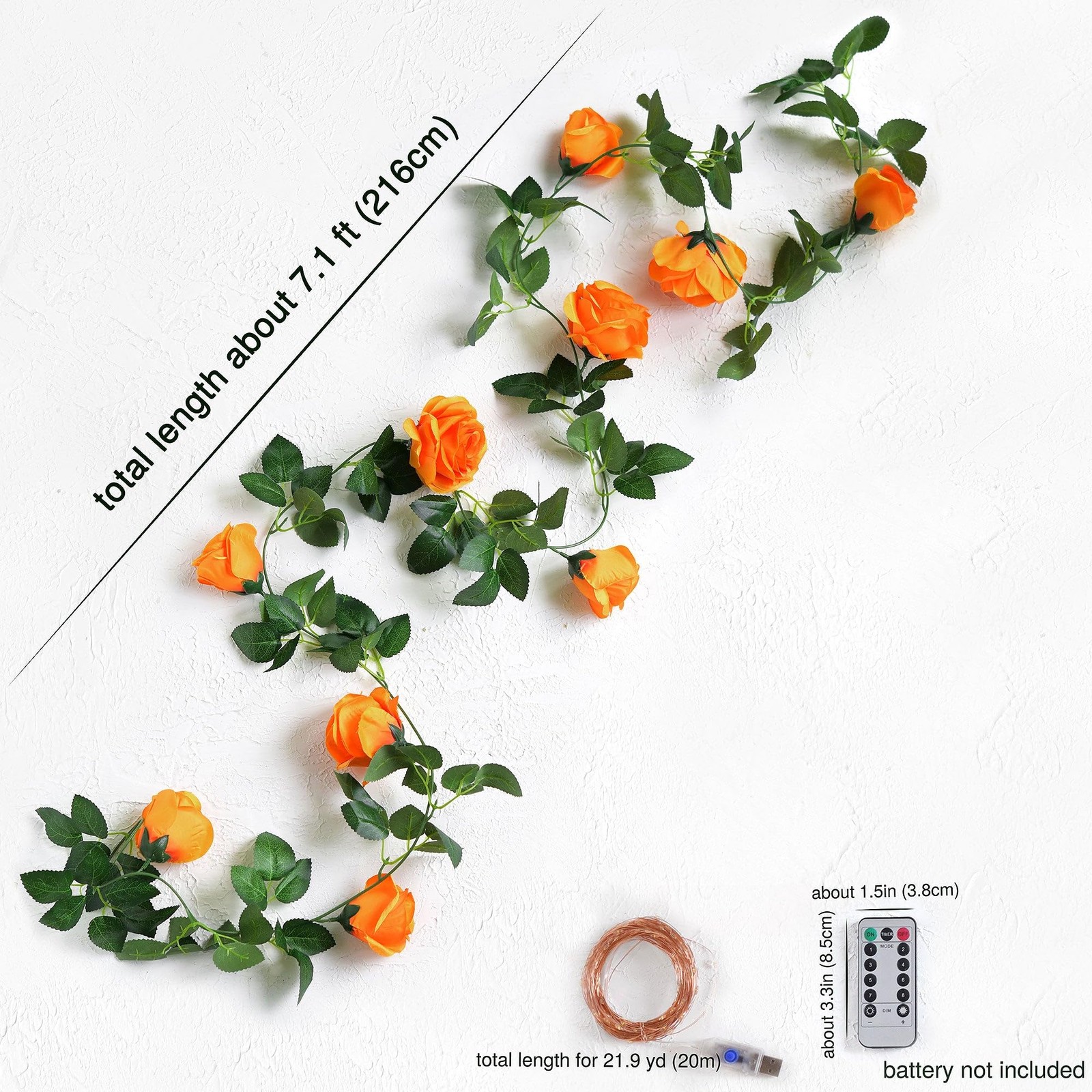 FiveSeasonStuff 29 Ft 4 Pack Mandarin Orange Rose Silk Flower Garland Artific…