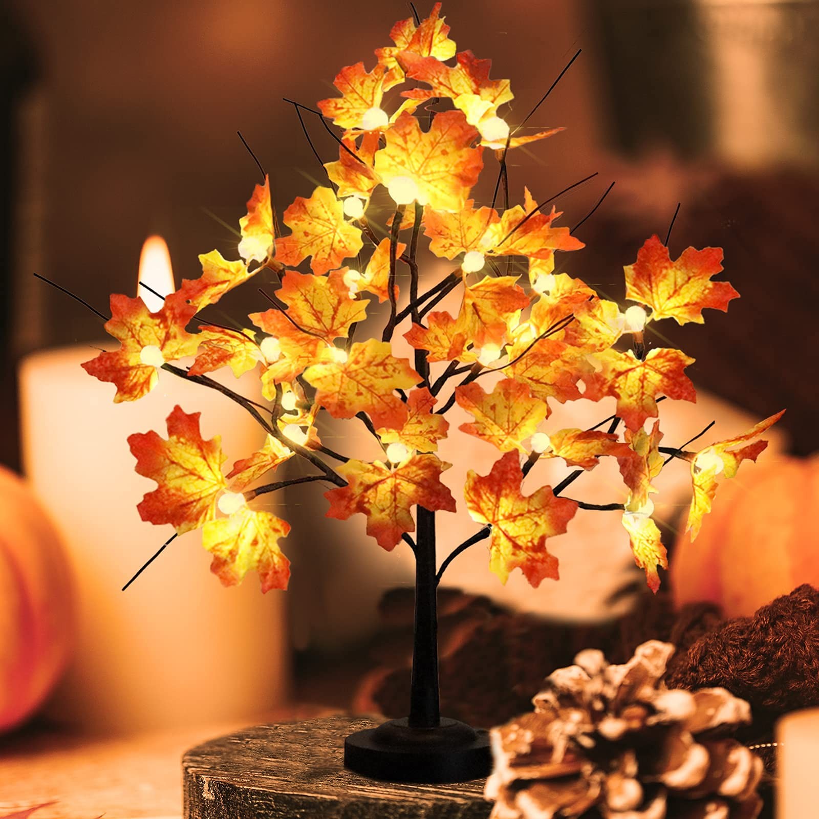 Maple Tree Light for Fall Thanksgiving Decor 24 LED Lighted Maple Tree with L…