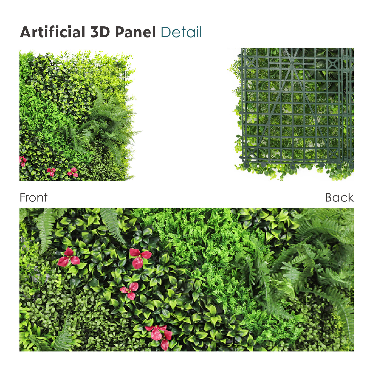 40″ Artificial Mix 3D Leaf Mat Wall Hedge Decor Privacy Fence Panel Grass # 09