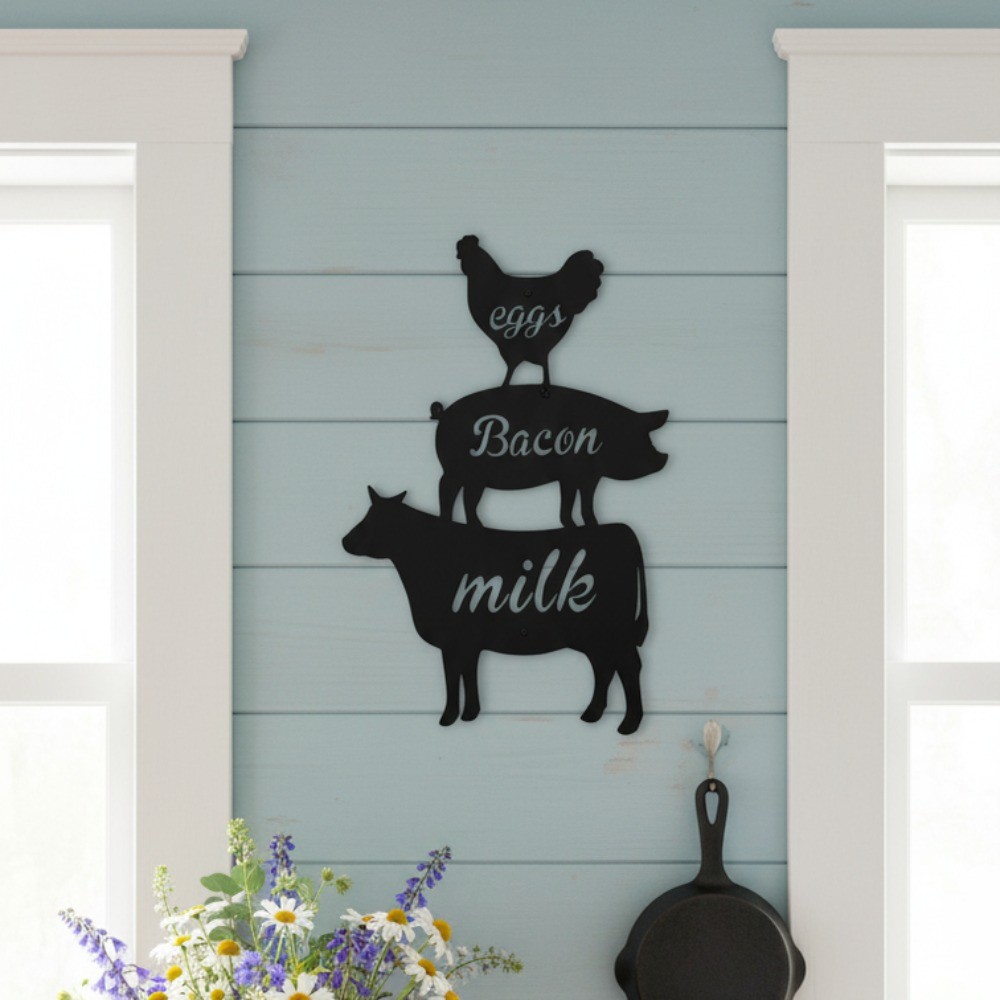 Farm Animals Metal Wall Plaque – Farmhouse Garden Party Wall Decor Sign