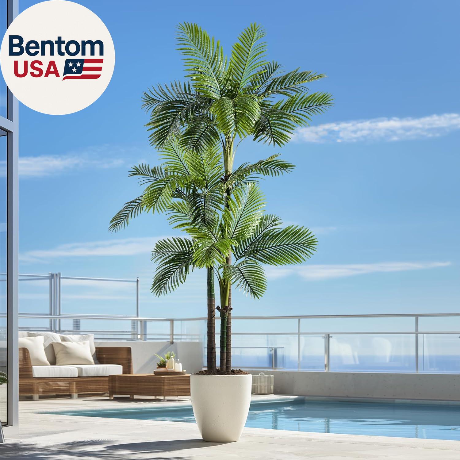 9.1FT Artificial Phoenix Palm Tree Artificial Plants Indoor Outdoor Large Faux C