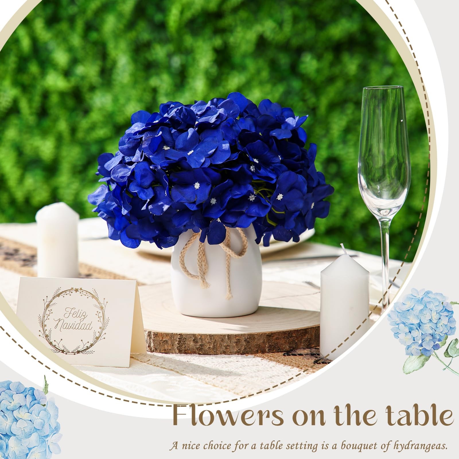 6 Set Artificial Hydrangea Flowers and Plastic Vases Set Centerpieces Table D…