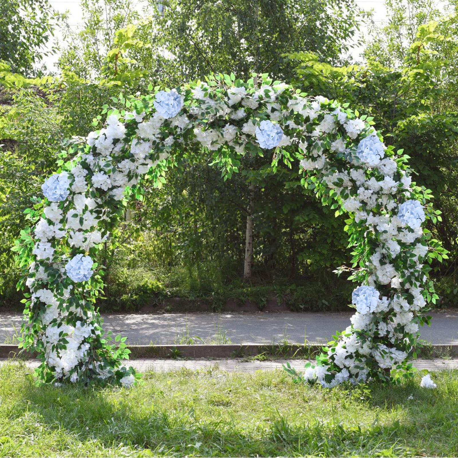 65pcs Baby Blue Fake Flowers Hydrangea Artificial Flowers Bulk (Not Squished,…