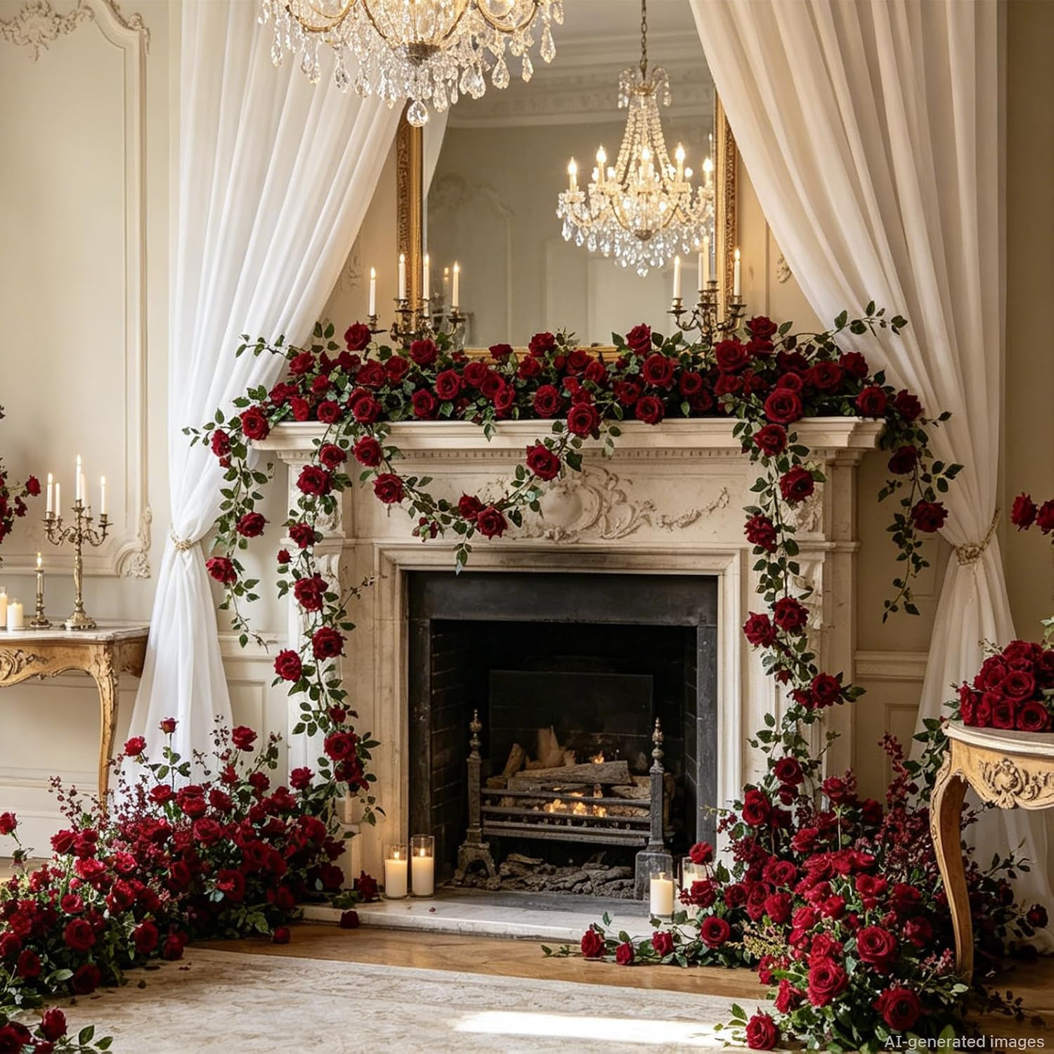 Burgundy Silk Rose Garland – 73” Floral Vines for Home & Wedding Decor