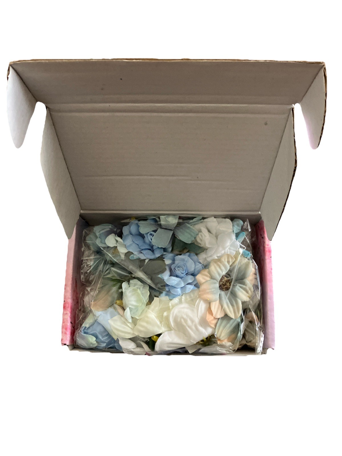 90 Pcs Mini Artificial Silk Flower Heads Blue Peony Daisy Rose Floral Appliqué