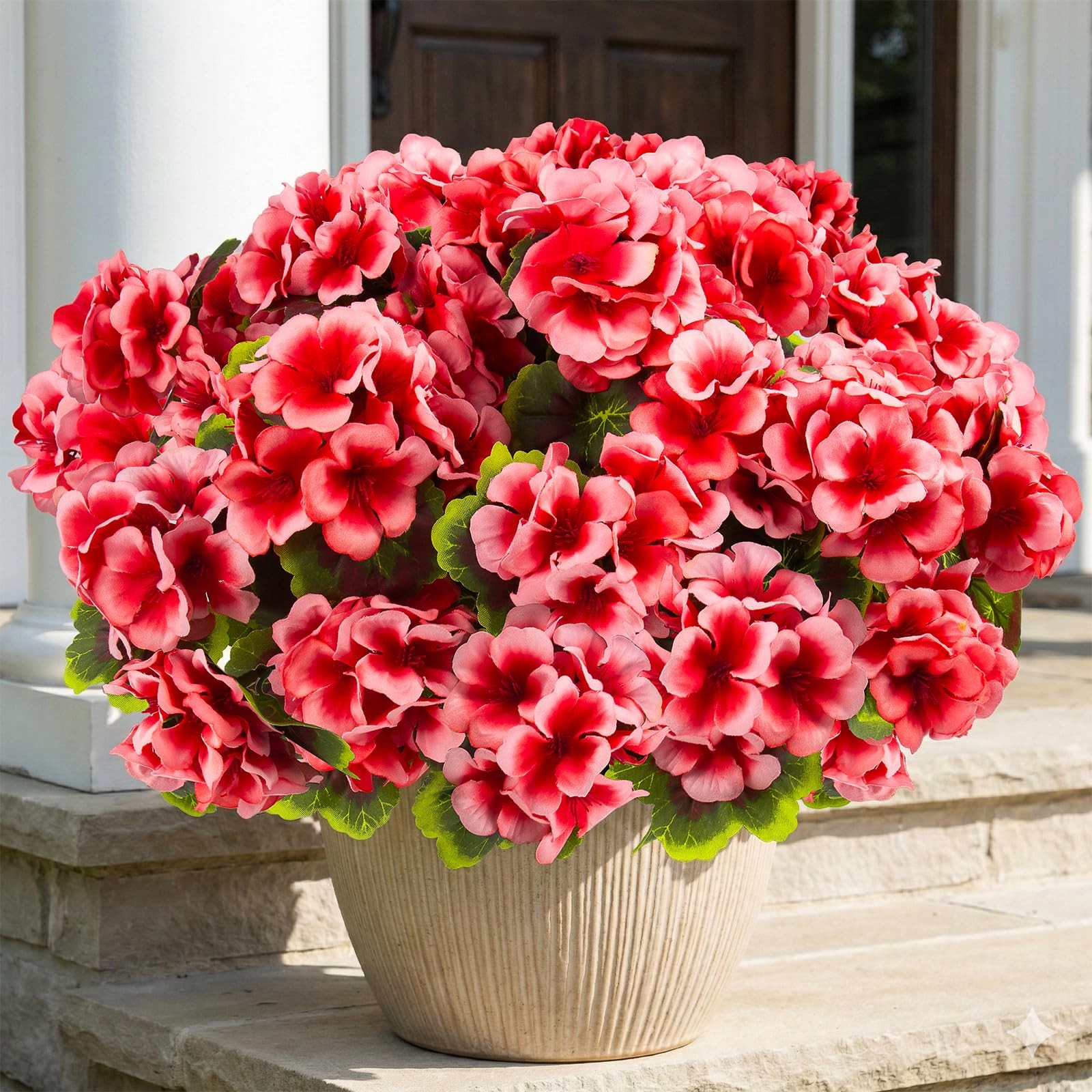 8 Pcs Artificial Geranium Plant Realistic Silk Flowers for Outside UV Resista…