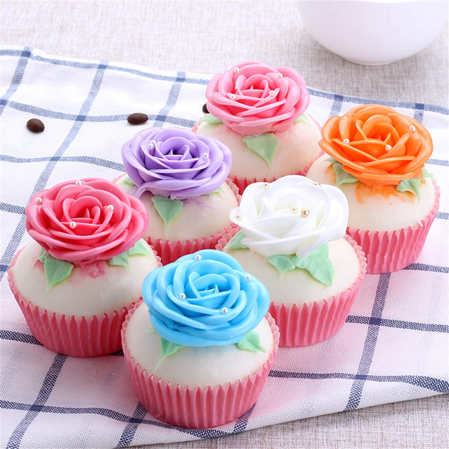 6 PCS Realistic Artificial Rose Cupcake Model Fake Cake Photography Prop