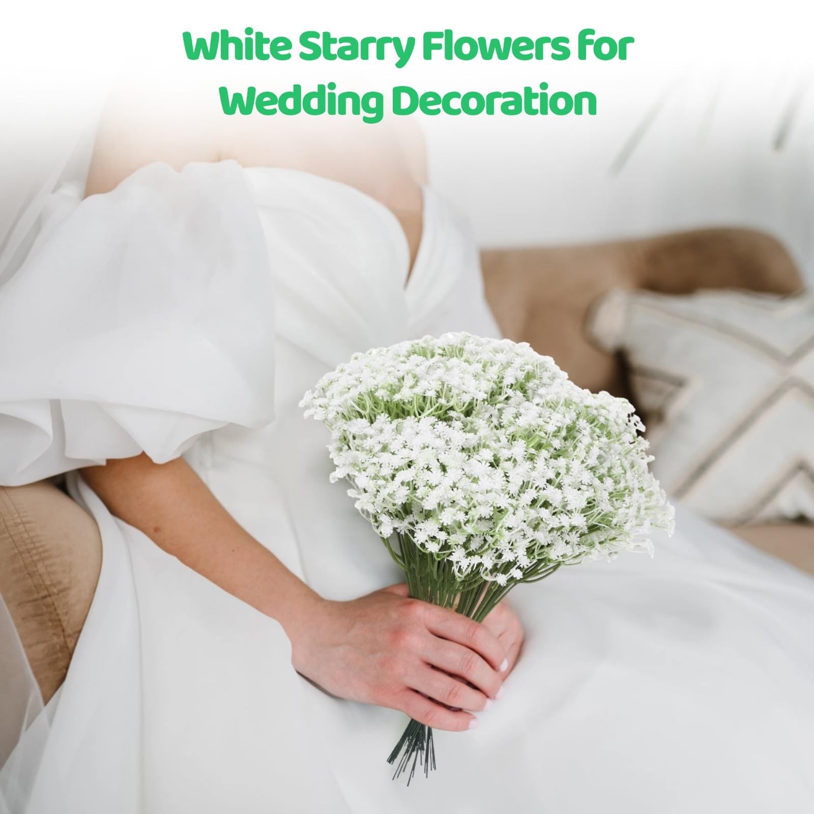 150 PCS Babys Breath Artificial Flowers, 11.4inch White Starry Flower for Wed…