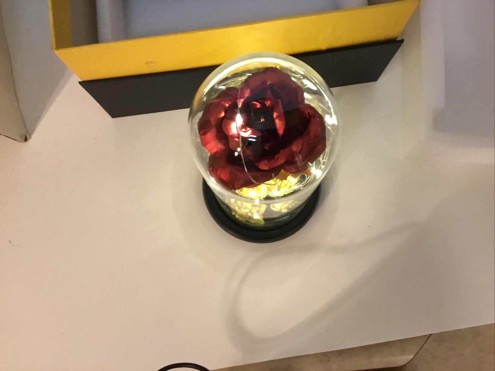 Beauty And The Beast Enchanted Rose in a Glass Dome LED Light Lamp Decor Gift