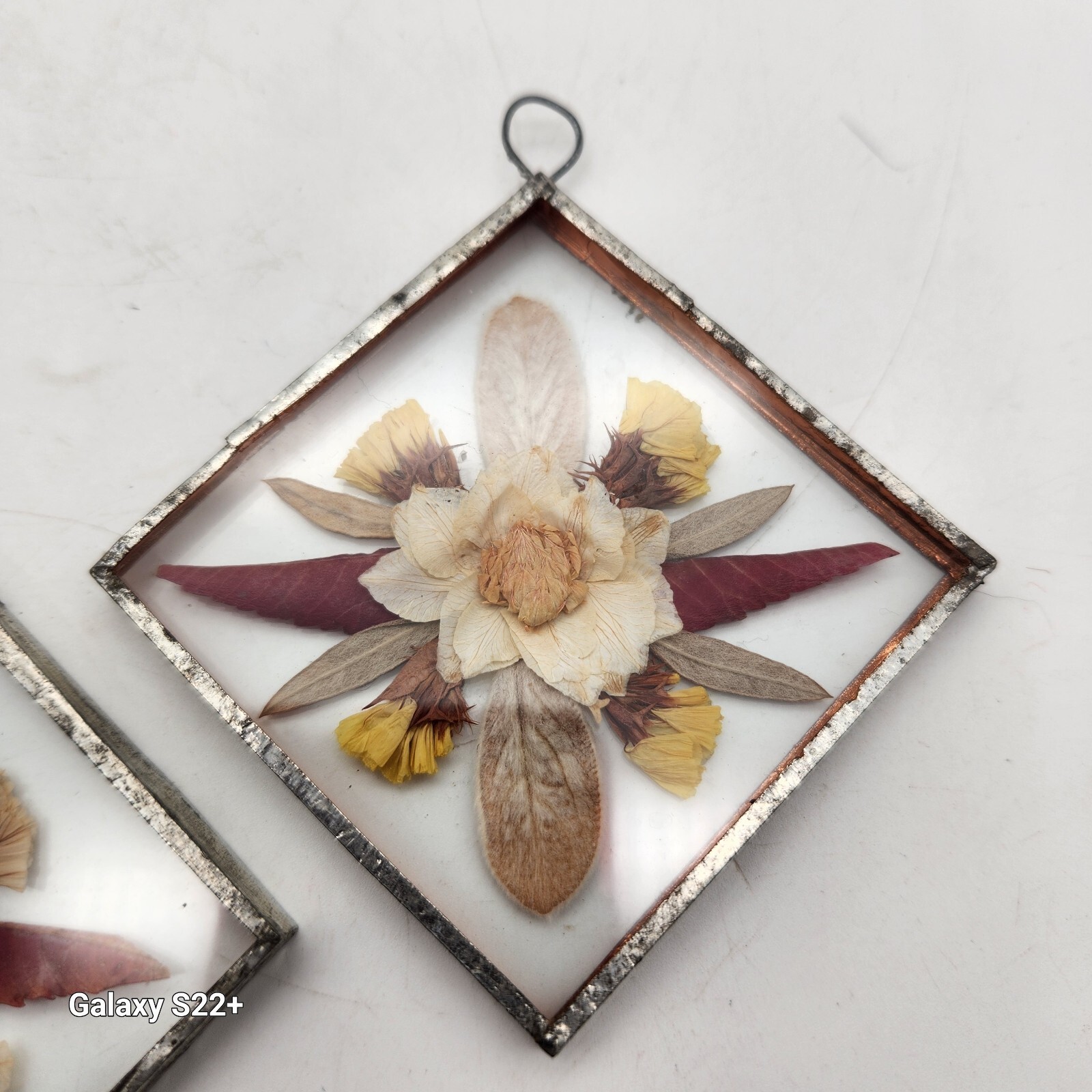 Terrarium Dried Flowers Set Of 3 Glass Silver Copper 1970s Vintage Grannycore
