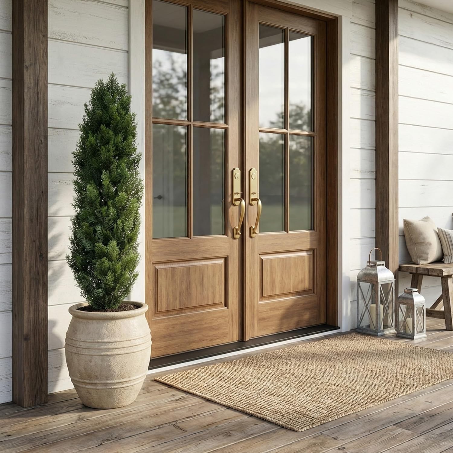 Artificial Cedar Tree 4ft with Planter UV Resistant Faux Pine Outdoor Indoor