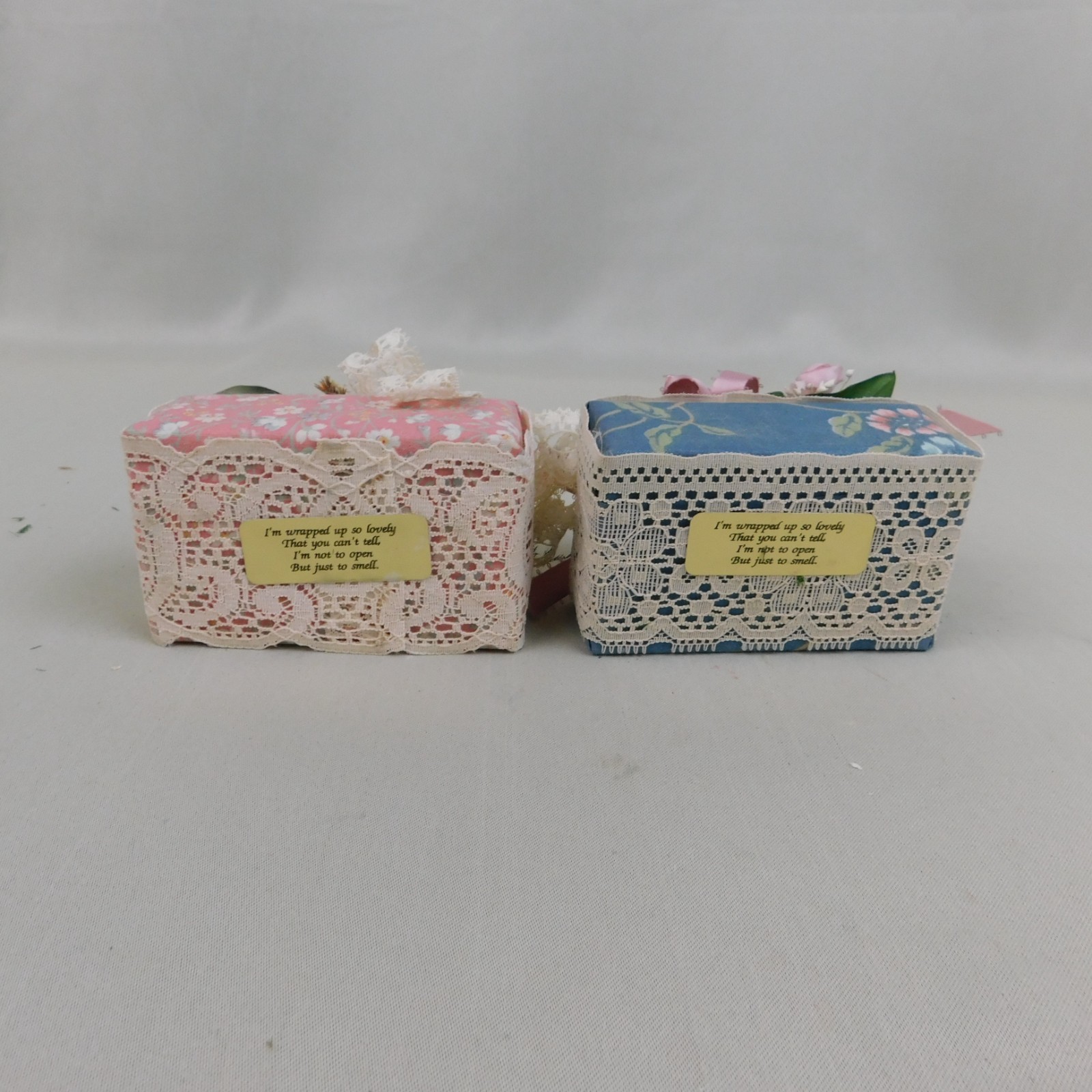 Vintage 80s 90s Floral Lace Handmade Decorated Match Box Style Decor #A387