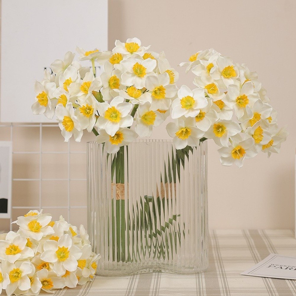 Artificial Narcissus Bouquet Creamy White and Yellow for Rustic Setting