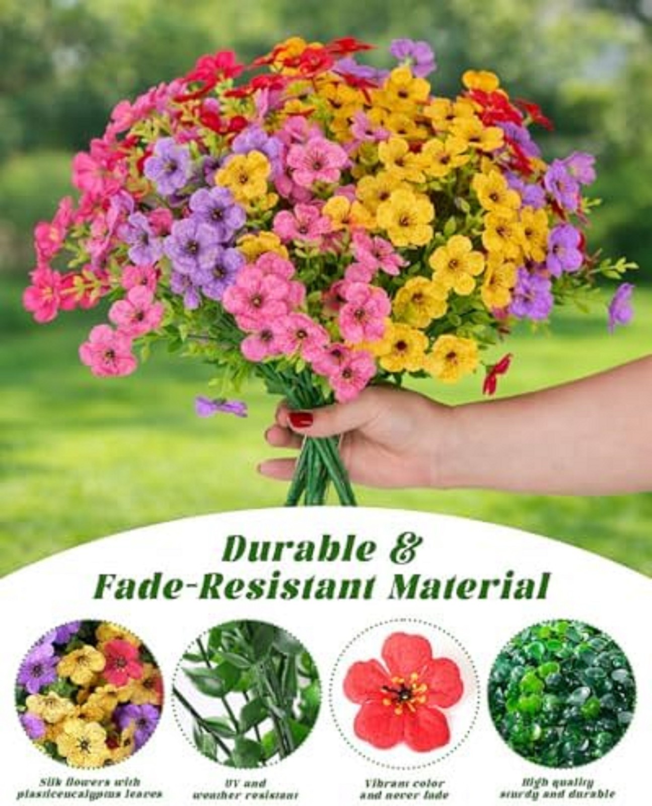 Artificial Faux Fake Hanging Flowers Plants Basket for Summer Outdoor outside De