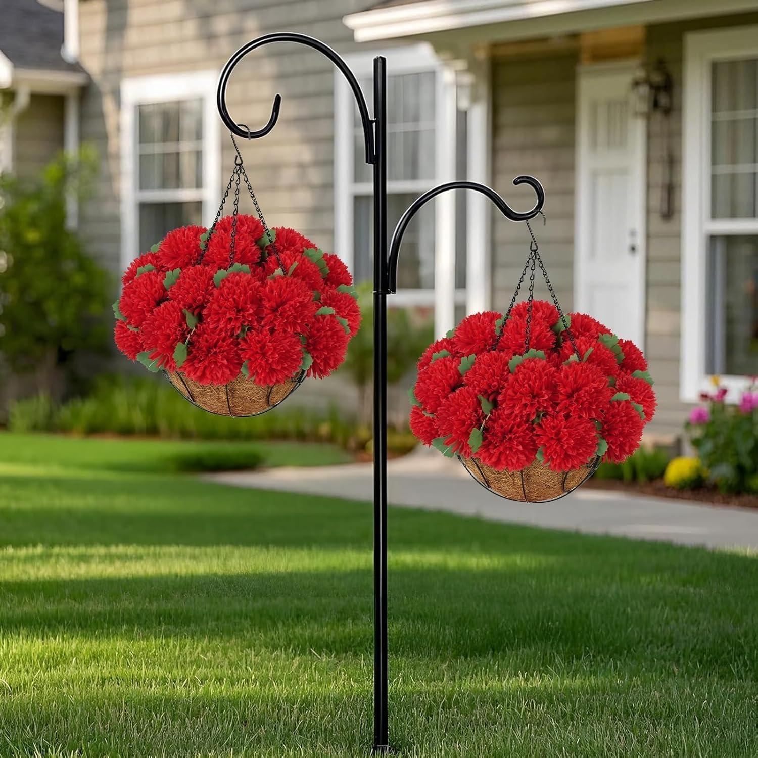 Artificial Red Begonia Flowers – 44 Bundles for Outdoor Hanging Baskets