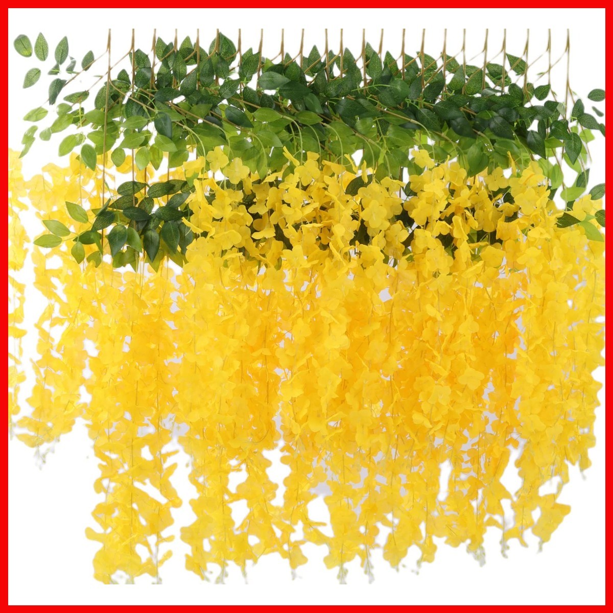 Fermus 24 Pack 3.6ft Artificial Wisteria Hanging Flowers Garland Yellow