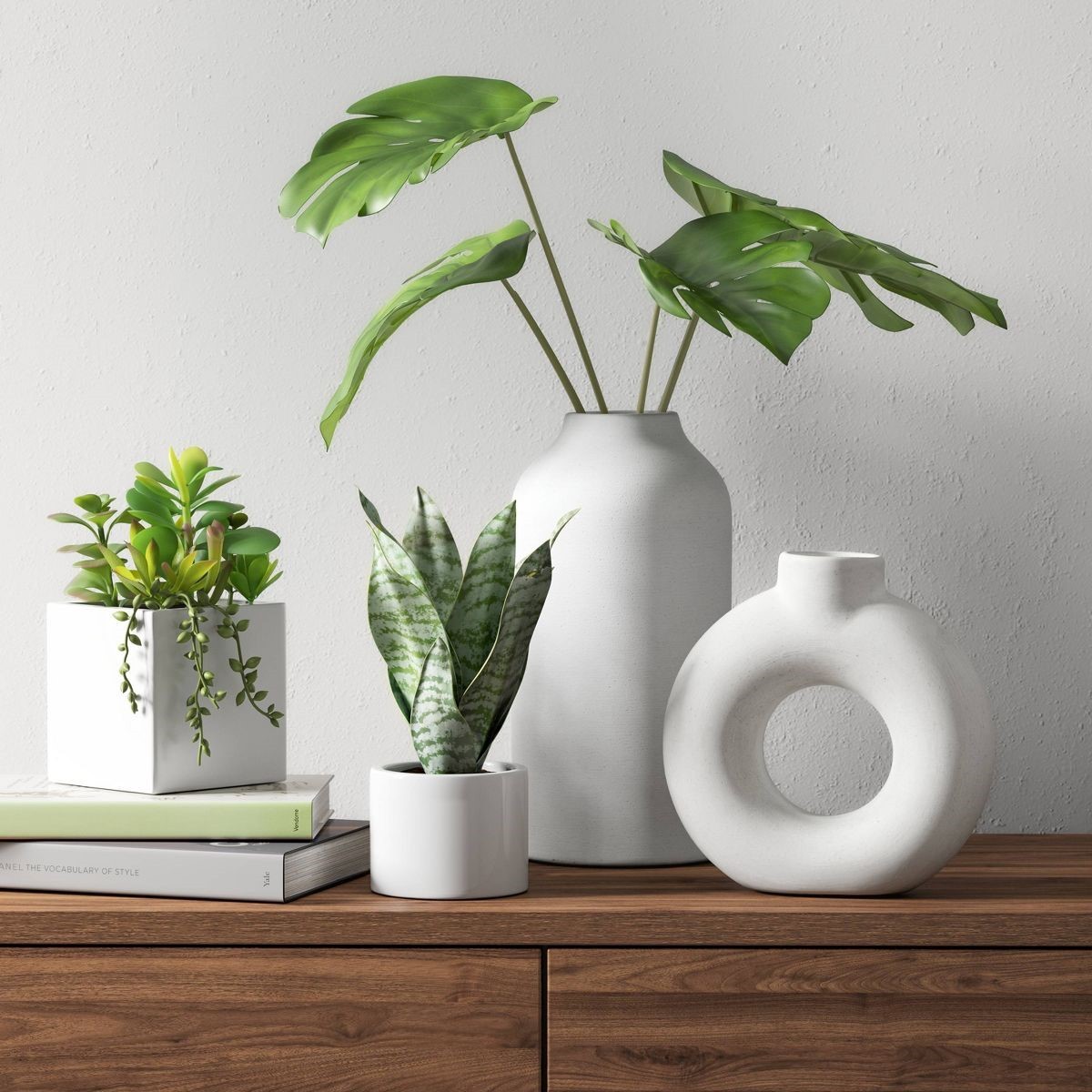 8″ x 5″ Small Artificial Snake Plant in Ceramic Pot – Threshold