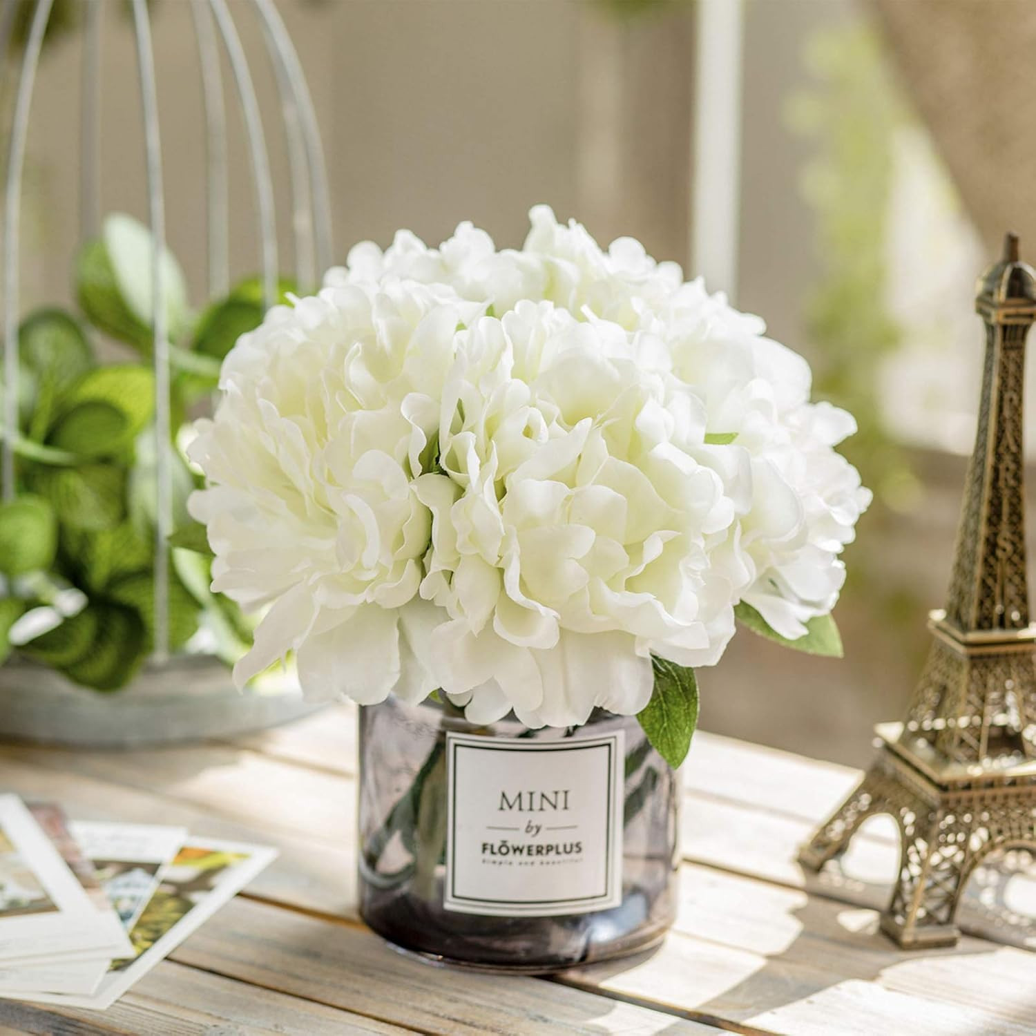 Artificial Peony and Glass Vase Decoration, Ins Style Artificial Flower Glass Bo
