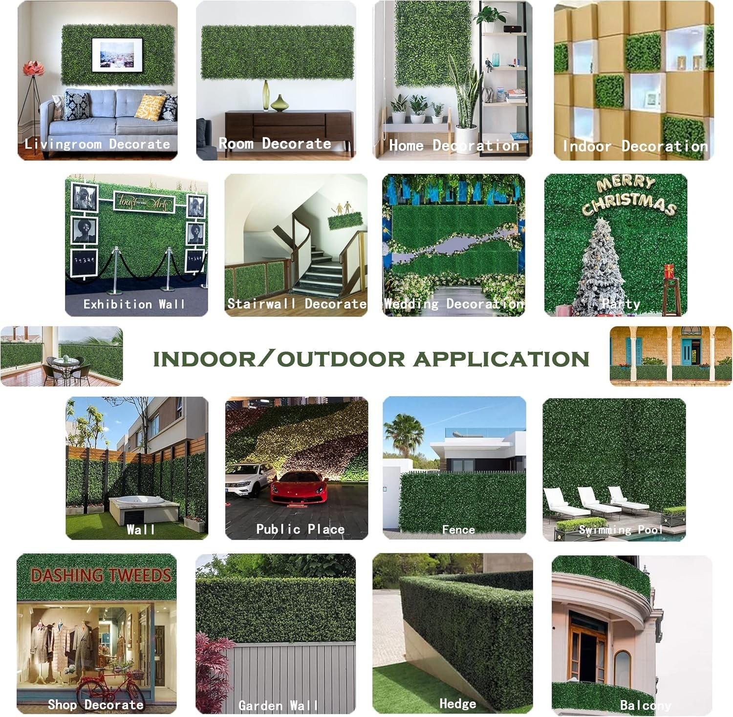Versatile 10″x10″ Faux Green Wall Panels – 12 Pcs for Ultimate Home Decor Style