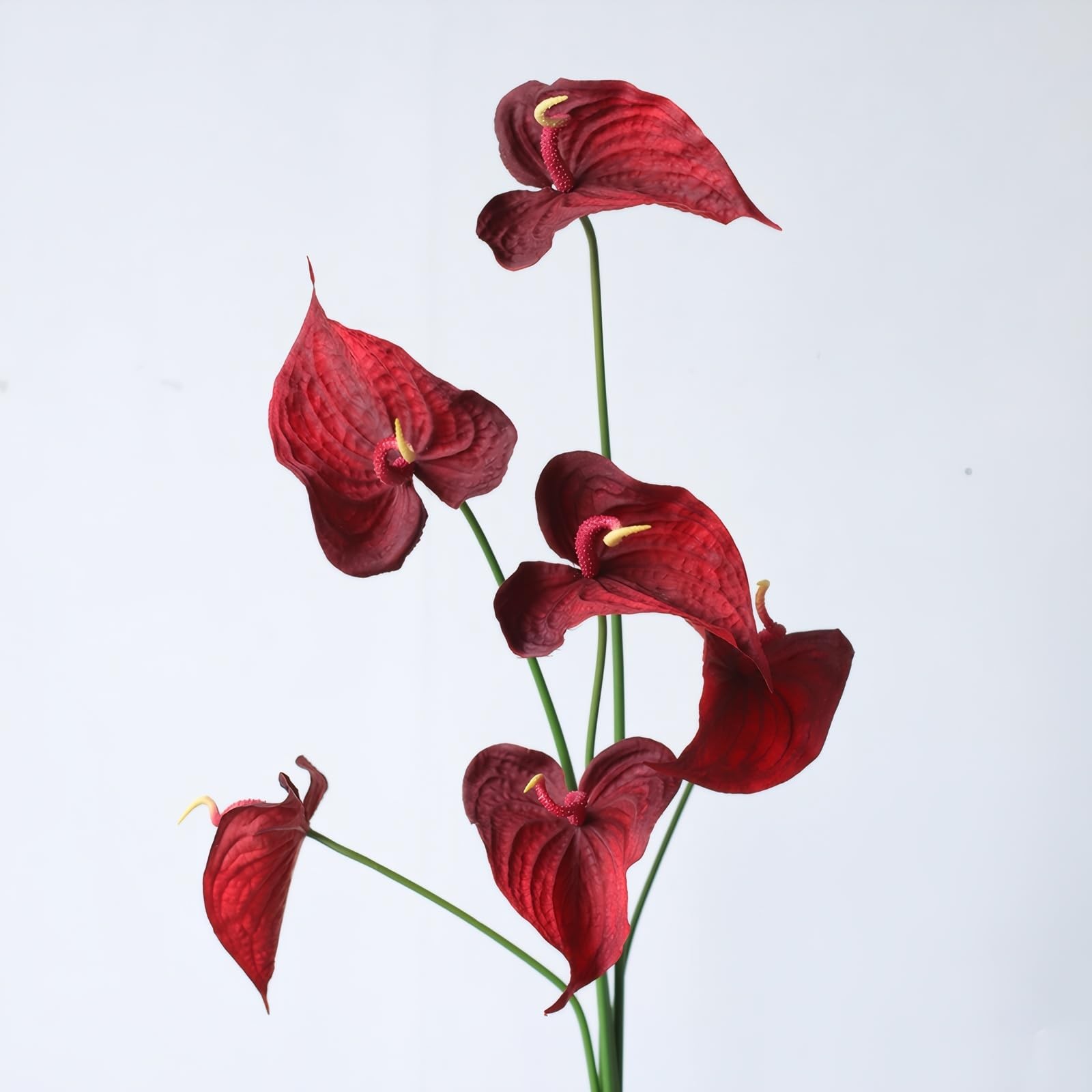 30″ Artificial Anthurium Lily Flowers 3pcs Red Fake Tropical Flowers for Vase…